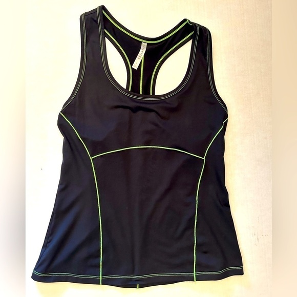 Fabletics Phoenix black & green athletic racer back women’s tank top Sz-L   O20 - Picture 6 of 9